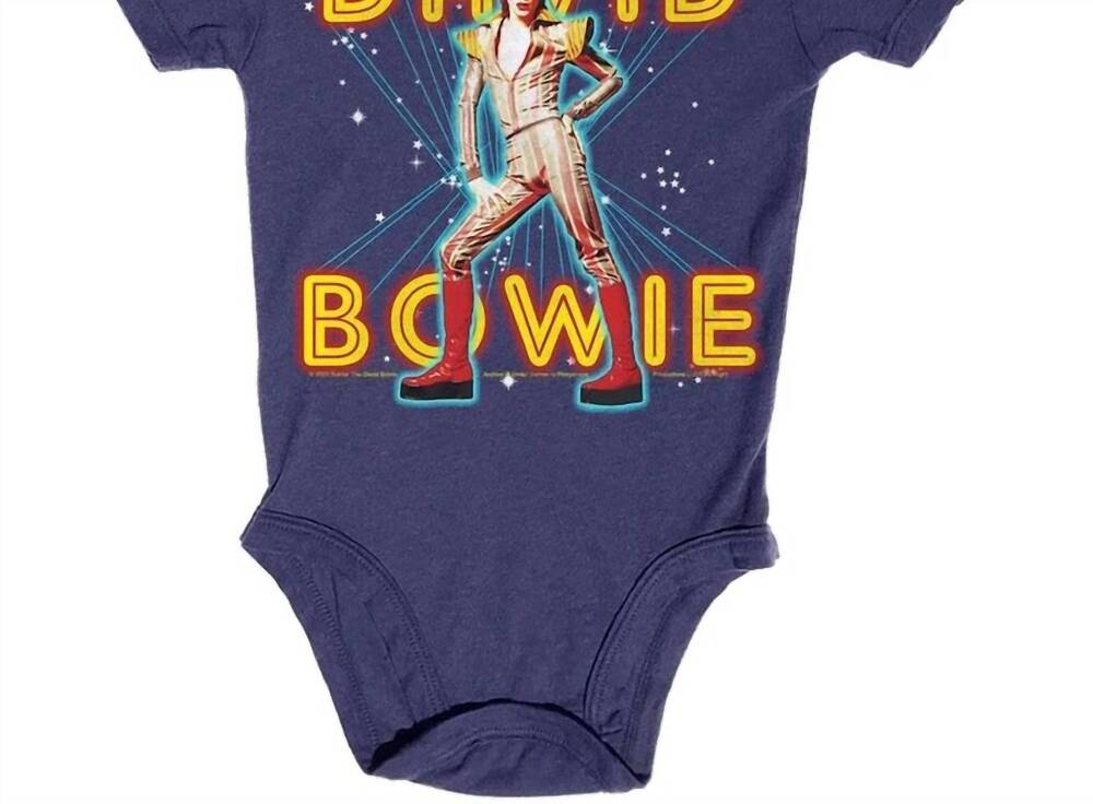 NEW ROWDY SPROUT kids' david bowie onesie in blue